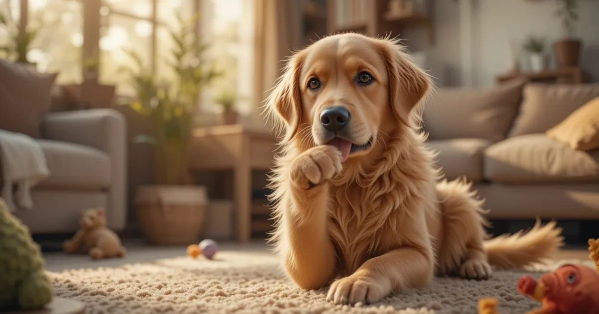 dog chewing paws